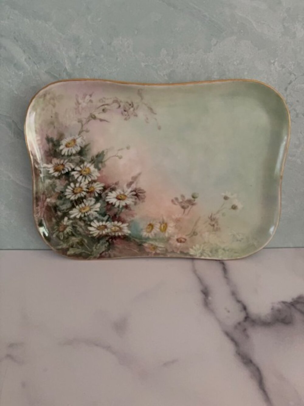 Vintage LIMOGES Floral Daisy Tray Porcelain France Lovely Home Kitchen Decor